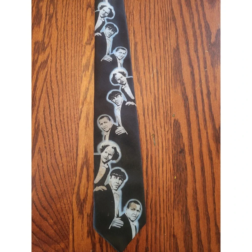Ralph Marlin Tie Necktie Men's One Size Black Vintage The Three Stooges USA Made